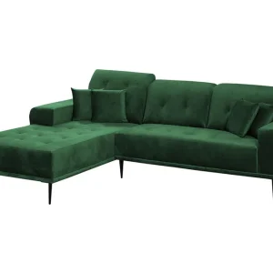 Rapale 3-sits Soffa med Divan Vänster med Kuddar Sammet/Grön - Möbler Rabatt