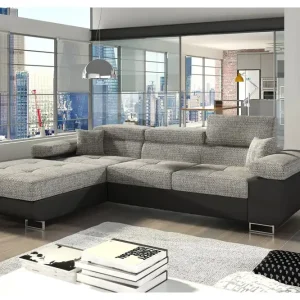 Beställ idag Klinka Bäddsoffa med Divan Vänster Grå/Svart - Möbler