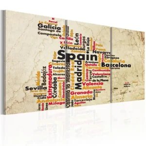 Billig Tavla Spanien Text Kartan Färger Flaggan 120x60 Artgeist sp. z o. o. - Inredning