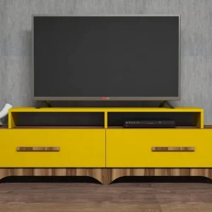 Hovdane TV-Bänk 205 cm Brun/Gul - Möbler Endast denna vecka