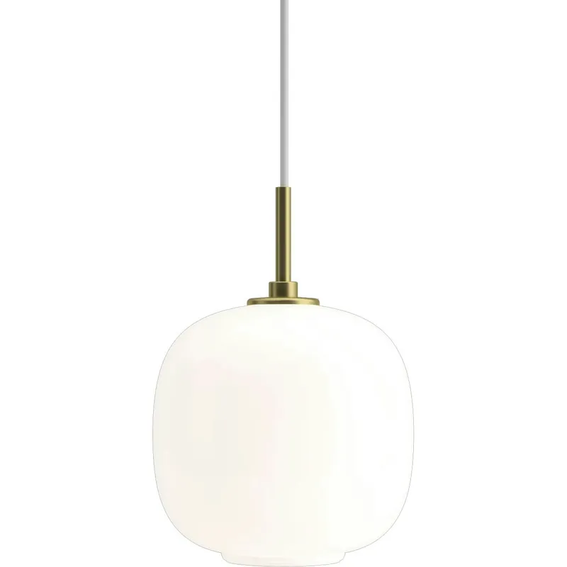 VL 45 Radiohus Pendel Brass/Glossy White Opal Glass Ø 175 Fynd