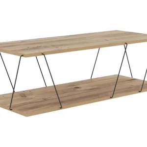 Ljusfors Soffbord 120 cm med Förvaring Hylla Natur/Svart - Möbler Outlet
