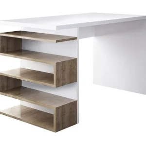 Asillane Skrivbord 120 cm med Sidoförvaring Vit/Valnötsbrun - Möbler Trygg betalning