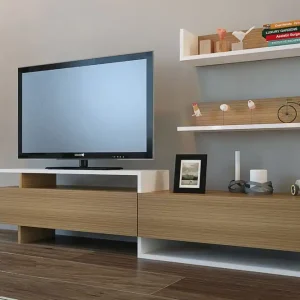 Ayaze Tv-bänk Vit/Brun - Möbler Endast denna vecka