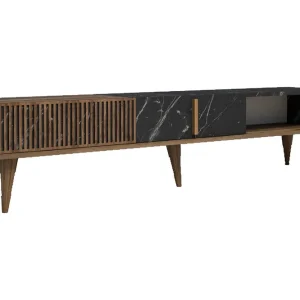 Outlet Lissione Tv-bänk 180 cm Mörkbrun/Svart - Möbler