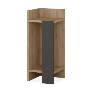 Decorta Sängbord 27 cm med Förvaring Hyllor Vänster Grå/Brun - Möbler Rabatter