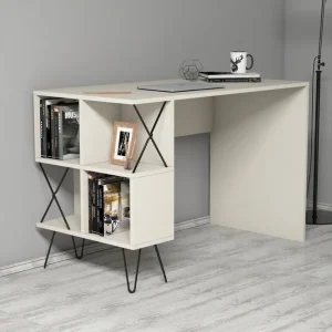 Hovdane Skrivbord 120 cm med Förvaring Hylla Beige - Möbler Populär