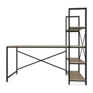 Hejde Skrivbord 160 cm med Förvaring Hyllor Brun/Svart - Möbler Snabb frakt