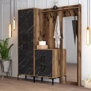 Retzow Hallmöbelset 180 cm Mörkbrun/Svart - Möbler Kampanj