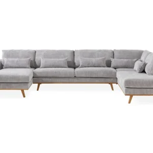 Endast denna vecka Scandinavian Choice Copenhagen 5-sits Högervänd U-formad Soffa med Divan och Schäslong i Manchester Ljusgrå - Möbler