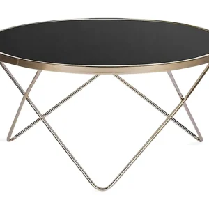 Endast denna vecka Meerah Soffbord 80 cm Runt Glas/Svart/Guld - Möbler