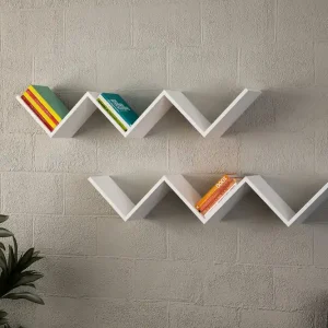Decormet Vägghylla W-form Vit/Orange - Förvaring Kampanjpris