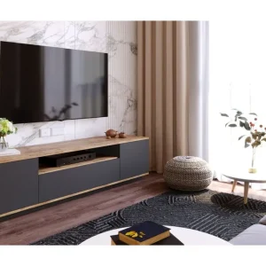 Anari Tv-bänk 180 cm med Hylla Antracit/Natur - Möbler I lager