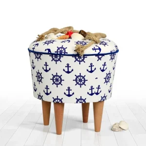 Populär Pradera Sittpuff 42 cm Vit/Blå - Möbler