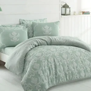 Eponj Home Bäddset Dubbelt 4-dels Grön/Vit - Textil & mattor Nedsatt pris
