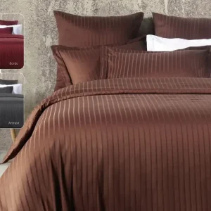 Primacasa by Türkiz Bäddset Dubbelt 6-dels Satin Brun - Textil & mattor Begränsat erbjudande
