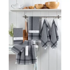Lympne Kökshandduk 10-pack Svart/Vit - Textil & mattor Fri frakt