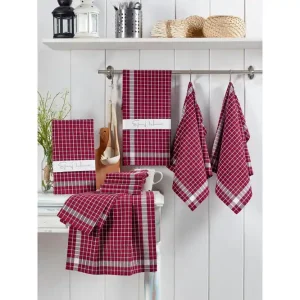 Kökshandduk Hedon 10-pack Vinröd/Vit - Textil & mattor I lager