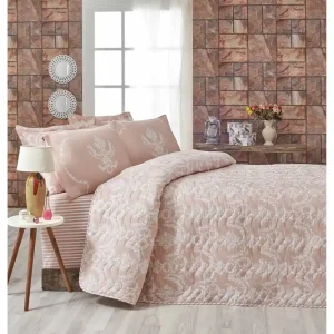 Eponj Home Överkast Dubbelt 200x220+2 Kuddfodral Quiltat Rosa/Vit - Textil & mattor Erbjudandepris
