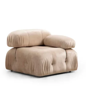 Premium Andrarum Belgin Högermodul / Fåtölj 95 cm med fasta armstöd och repdetaljer Beige - Möbler