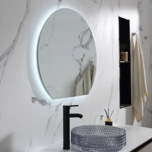 Kampanj Felicia Spegel med LED-belysning Rund 80 cm Silver - Inredning
