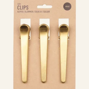 Rabatter Lång klämma 3-pack guld - 11,5x2,3 cm