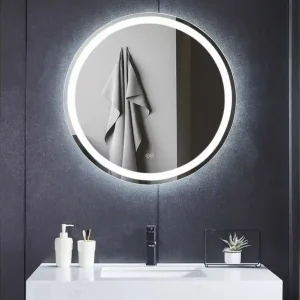 Badrumsspegel Rund 60 cm med LED-belysning, anti-fog och dimmer Lyfco - Inredning Köp nu
