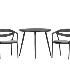 Fynd Venture Home Break Cafégrupp Rund 90 cm + 2 Slit Matstol Svart - Utemöbler & utemiljö