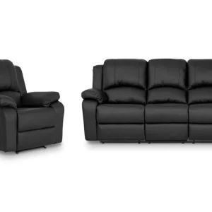 Comfort Living Norbo Soffgrupp 3-sits+Fåtölj Konstläder Svart - Möbler Sista chansen