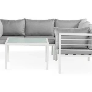 Fri frakt Comfort Garden Ariany Hörnsoffa Vit / Grå dynor - Utemöbler & utemiljö