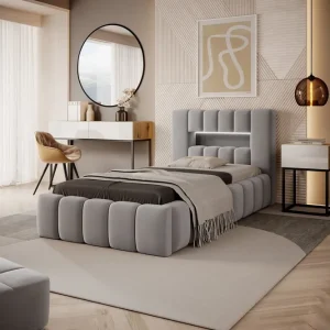 Populär Lamica 3-sits Sängram med Förvaring 90x200 cm Grå - Möbler