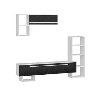 Tv-möbelset Mega 120x22 cm Vit/Svart Hanah Home - Möbler Reapris