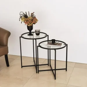 Snabb frakt Akeno Sidobord 60x50 cm Svart Hanah Home - Möbler