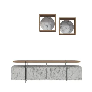 Snabb frakt Hanley Tv-möbelset 160x35,6 cm Beige/Brun Hanah Home - Möbler