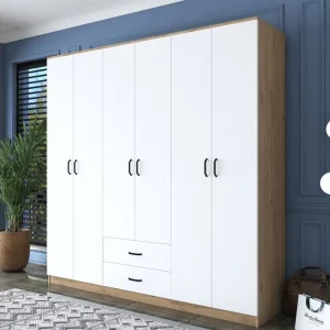 Jagdesh Garderob 210x210 cm Brun/Vit Hanah Home - Förvaring Populär