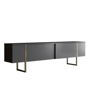 Begränsat erbjudande Luxe Tv-bänk 180x50 cm Svart/Guld Hanah Home - Möbler