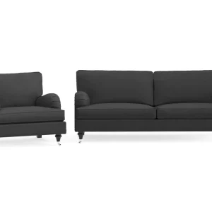 Kampanj Bloomington Howard Classic Soffgrupp 3-sits Soffa + Fåtölj i Tyg Mörkgrå - Möbler