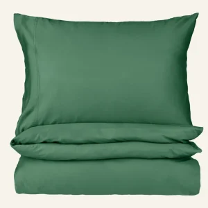 Påslakanset i satin mossgrön - 150x210 cm Kampanjpris