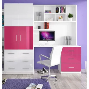 Scandinavian Choice Oelmann Förvaringsskåp med Hylla och Skrivbord 270 cm Rosa - Möbler Erbjudande