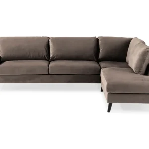 Scandi Days Trend 4-sits Högervänd L-formad Schäslongsoffa i Sammet Brun - Möbler Begränsat erbjudande