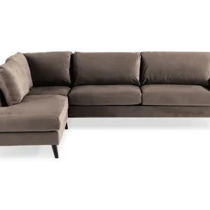 Scandi Days Trend 4-sits Vänstervänd L-formad Schäslongsoffa i Sammet Brun - Möbler Snabb leverans