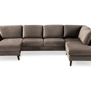 Endast denna vecka Scandi Days Trend 4-sits Högervänd U-formad Soffa med Divan och Schäslong i Sammet Brun - Möbler