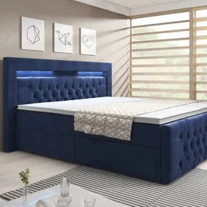 Cloud47 Franco Sängpaket med förvaring LED-belysning 180x200 cm 140x200 Mörkblå (+Fler val) - Möbler Säker betalning