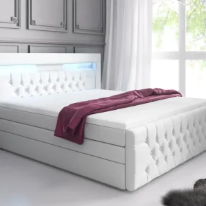 Begränsad tid Cloud47 Komplett Sängpaket Celio Lyx 180x200 LED-belysning Vit|Konstläder - Möbler