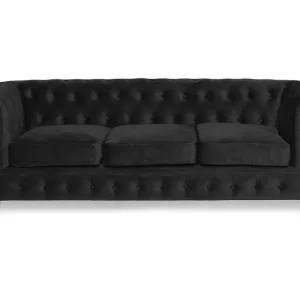 Manor House Chesterfield Lyx 3-sits Sammetssoffa - Djup soffa Svart - Möbler Lägg i varukorgen