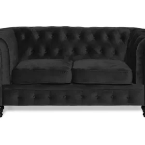 Köp nu Manor House Chesterfield Lyx 2-sits Liten sammetssoffa - Djup soffa 160 cm bred Svart - Möbler