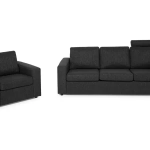 Basic Home Crazy Soffgrupp 3-sits Soffa + Fåtölj i Tyg Antracit - Möbler Fynd