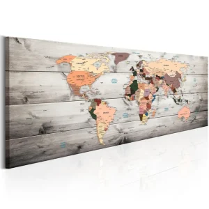 Erbjudande Tavla World Maps Wooden Travels VALUE_MISSING_2 120x40 - Inredning