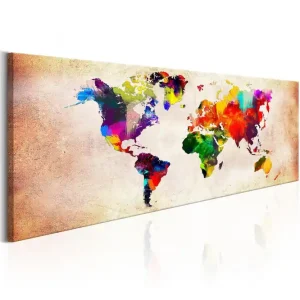 Expressleverans Tavla World Map: Colourful Ramble 120x40 - Inredning