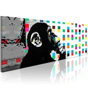 Tavla Banksy: The Thinker Monkey 120x40 - Inredning Lågt pris